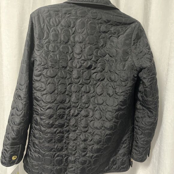 Coach Black Quilted Jacket  Signature Total Pattern Lined Size XS - Picture 9 of 11